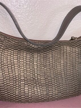 Franco Sarto Woven Metallic Taupe Shoulder Bag